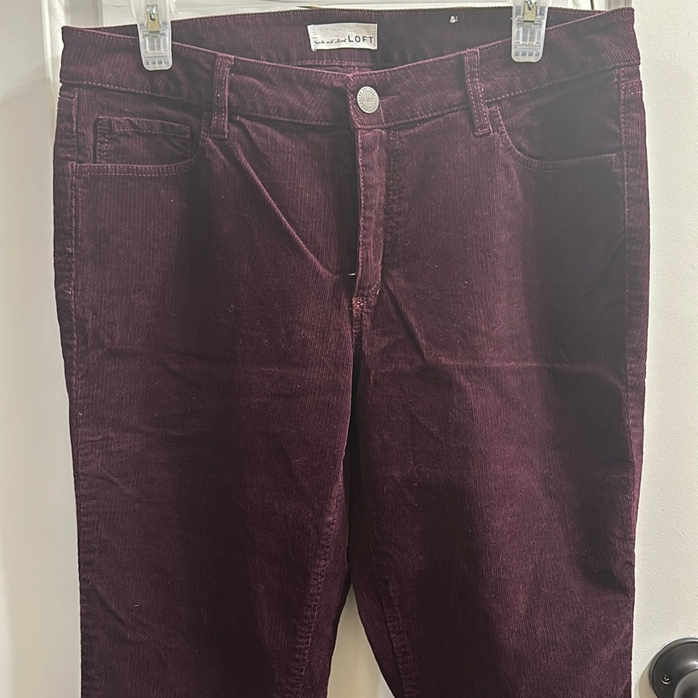 LOFT Women's Boot Cut Corduroy Pants in Burgundy Plum